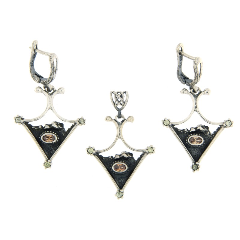 SET ARGINT CU CITRIN SI PERIDOT